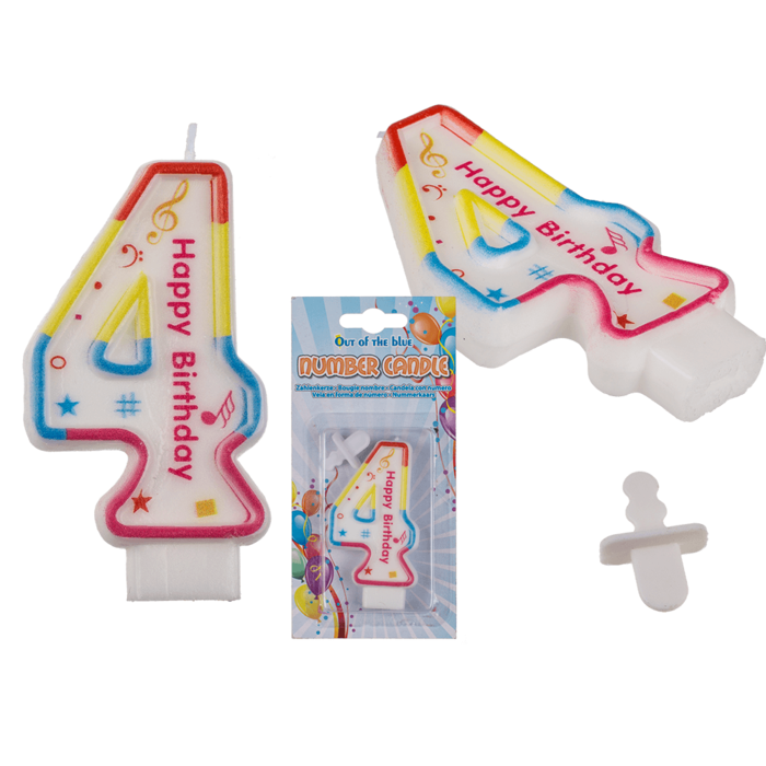 Sifferljus - Siffra: 4 Happy Birthday