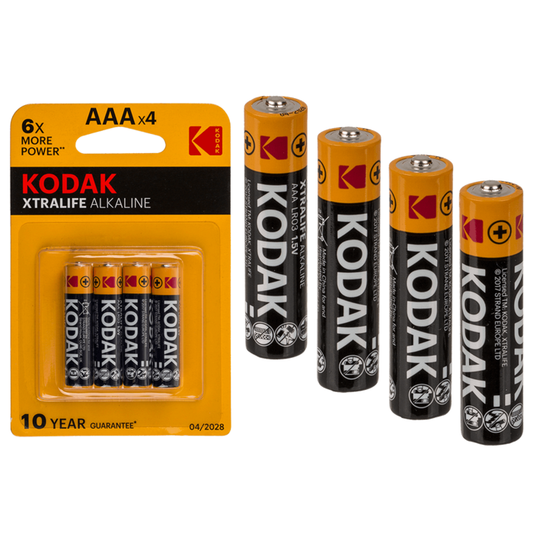 Alkaliske mikrobatterier, Kodak Xtralife, AAA, 1,5 V, 4 stk.