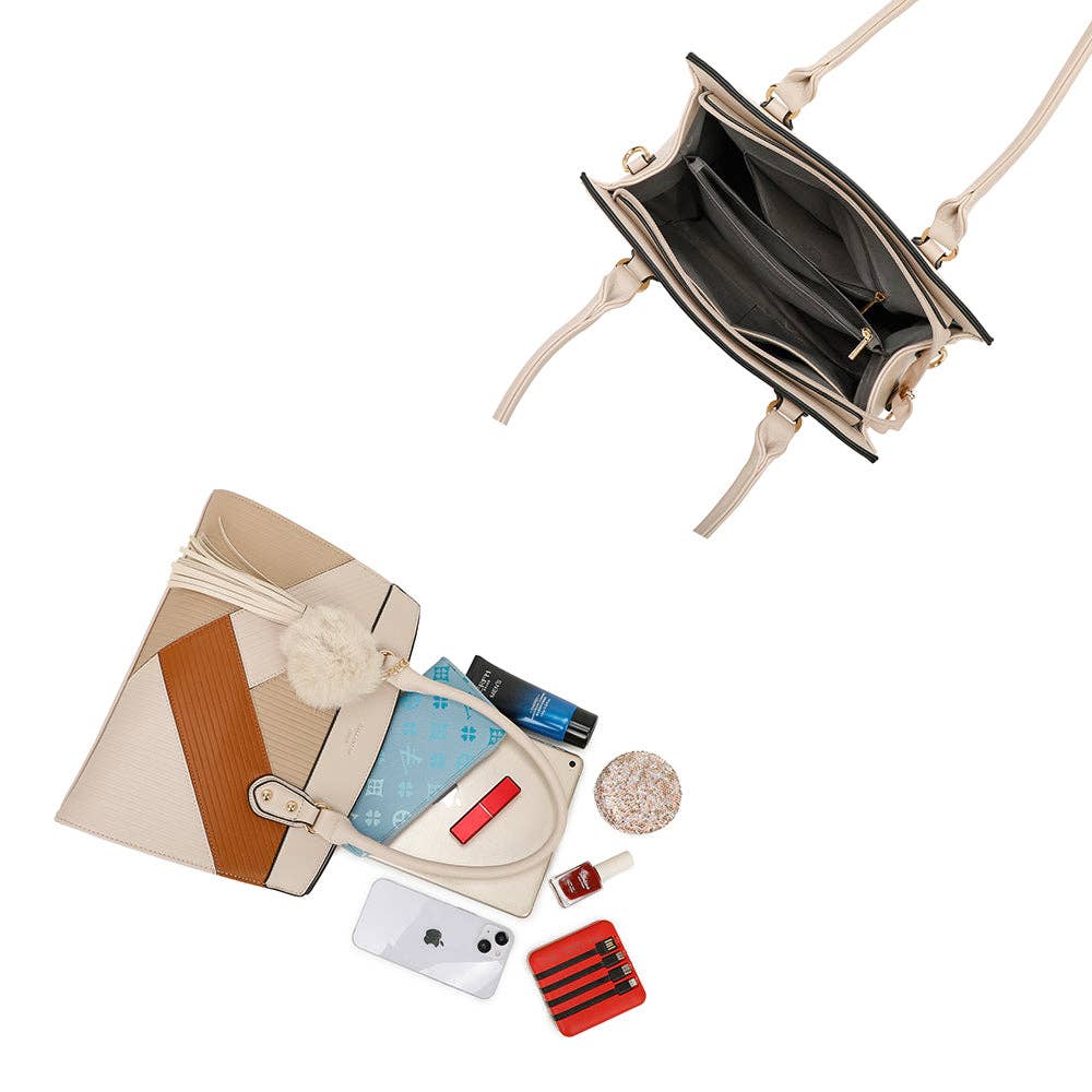 Cléo handväska med fransar: Beige