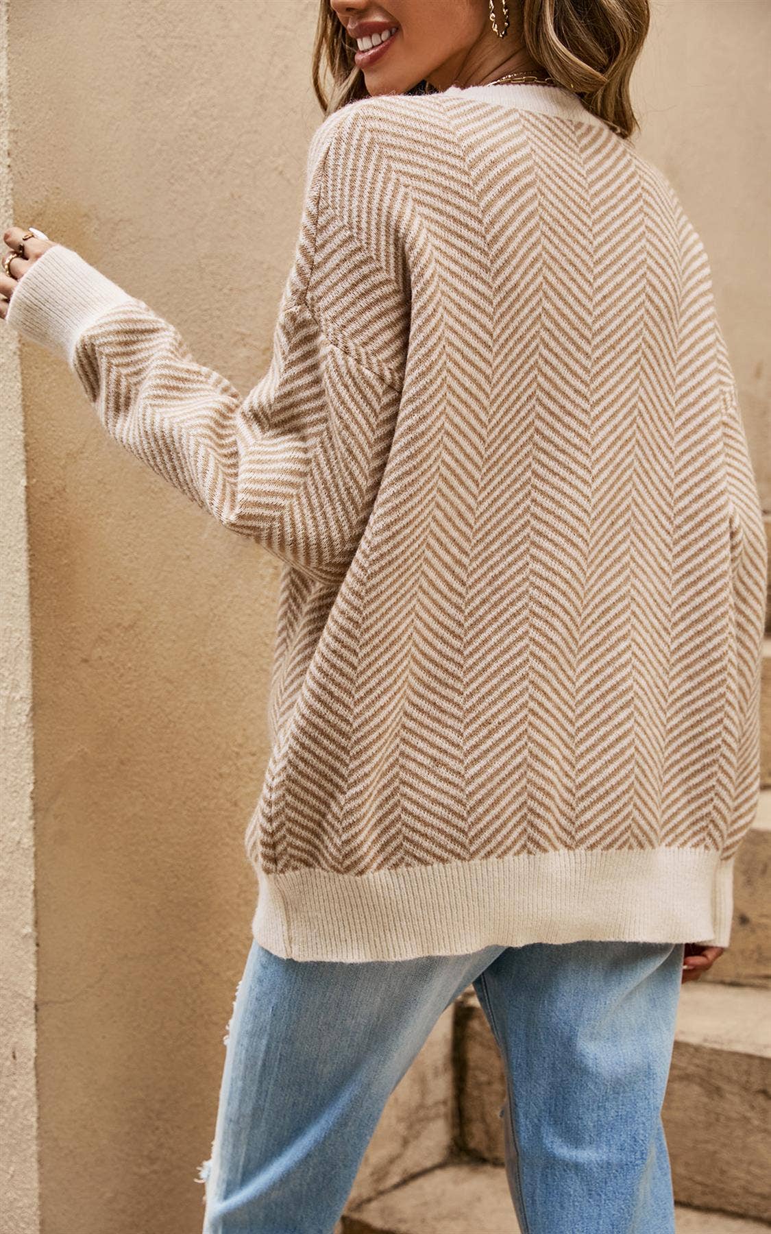 Stickad Tröja I Beige - One Size