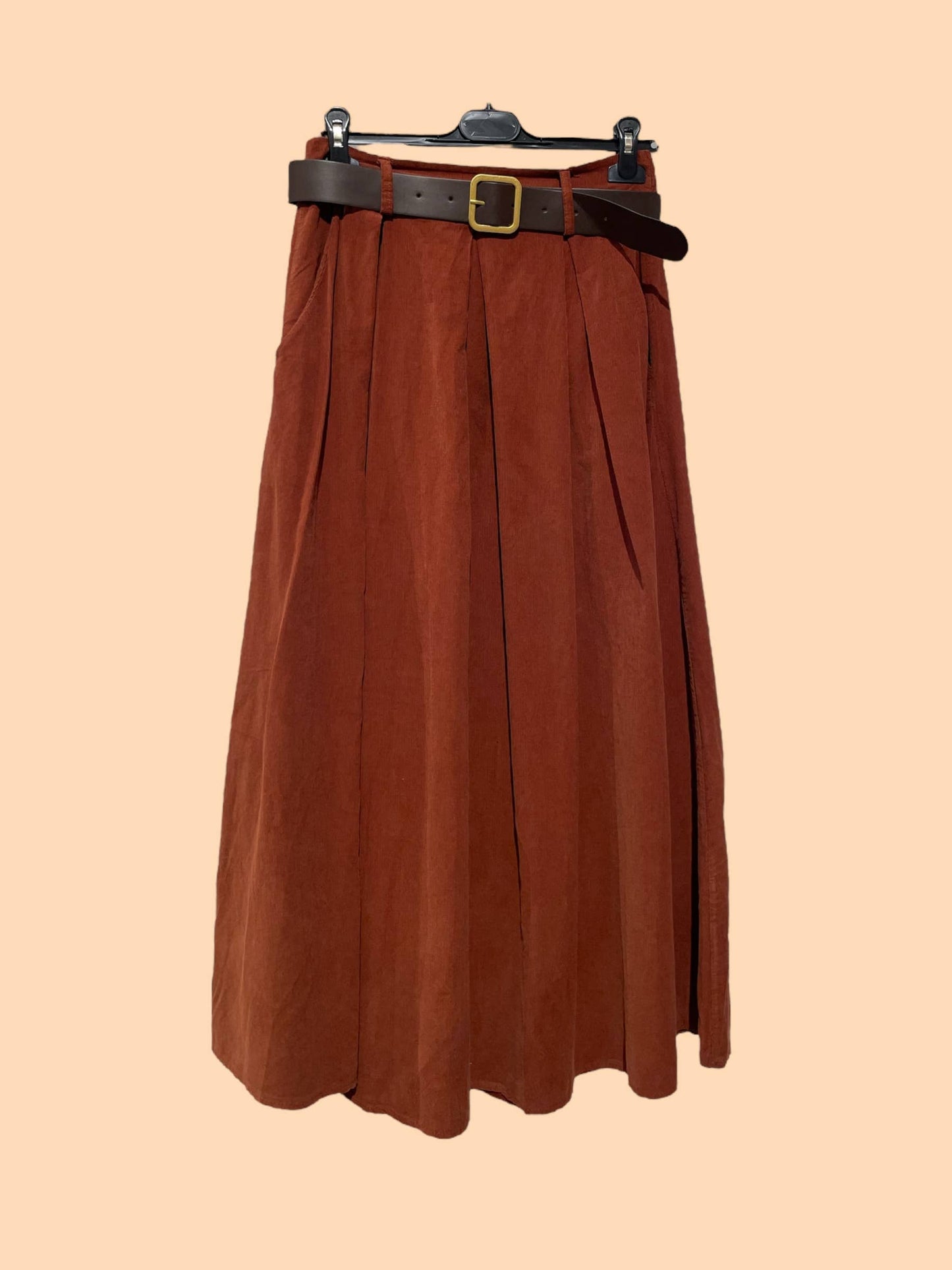 Manchesterskjol med bälte 100% Bomull Made in Italy: Rost