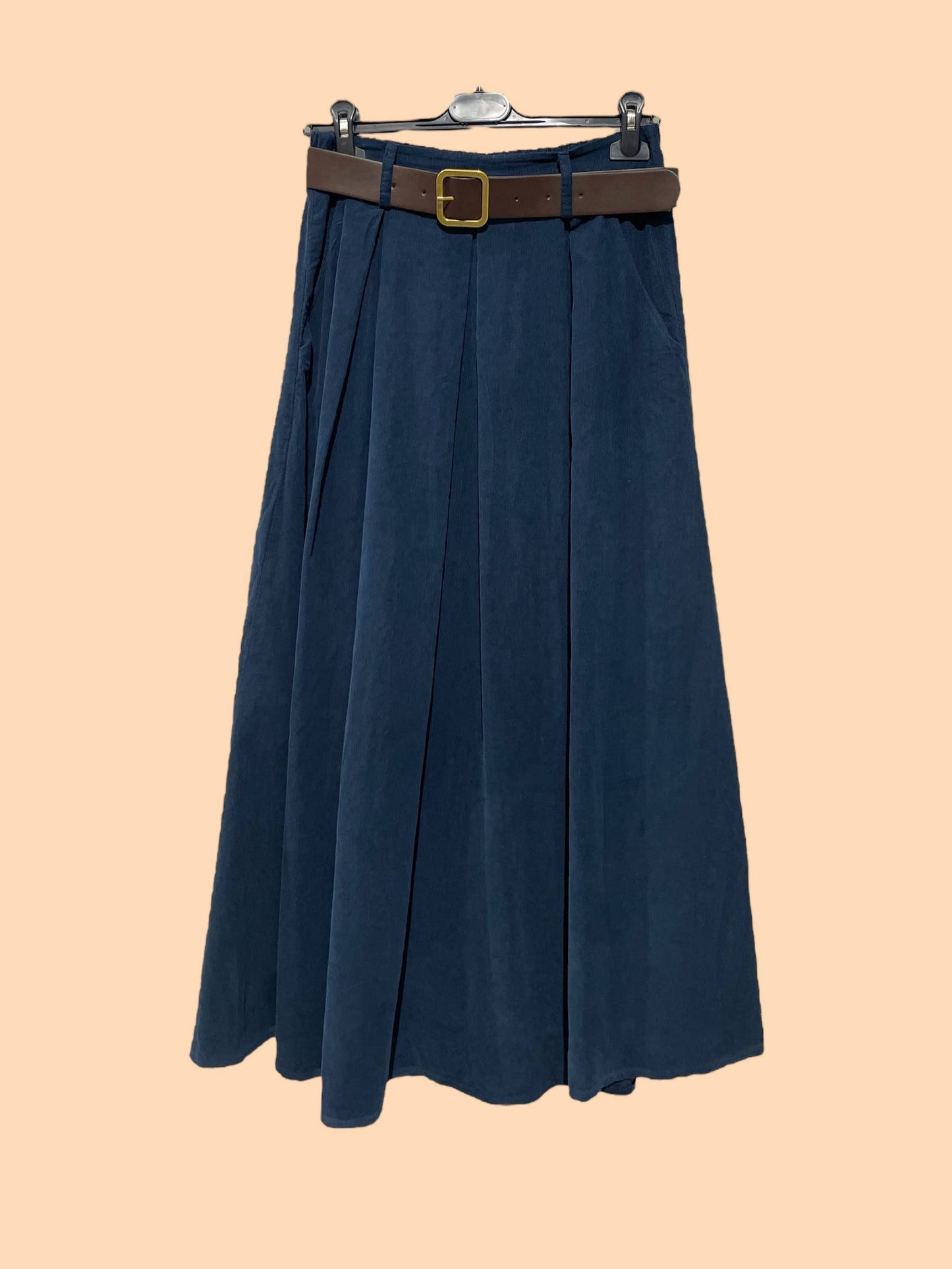 Manchesterskjol med bälte 100% Bomull Made in Italy: Navy