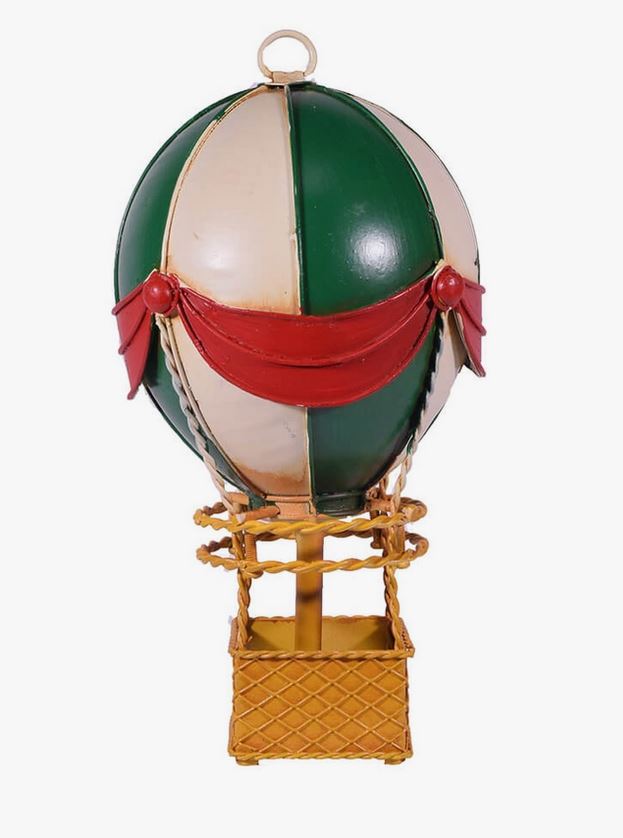 Ballon / Varmluftsballon - Grøn - Metal H 24cm