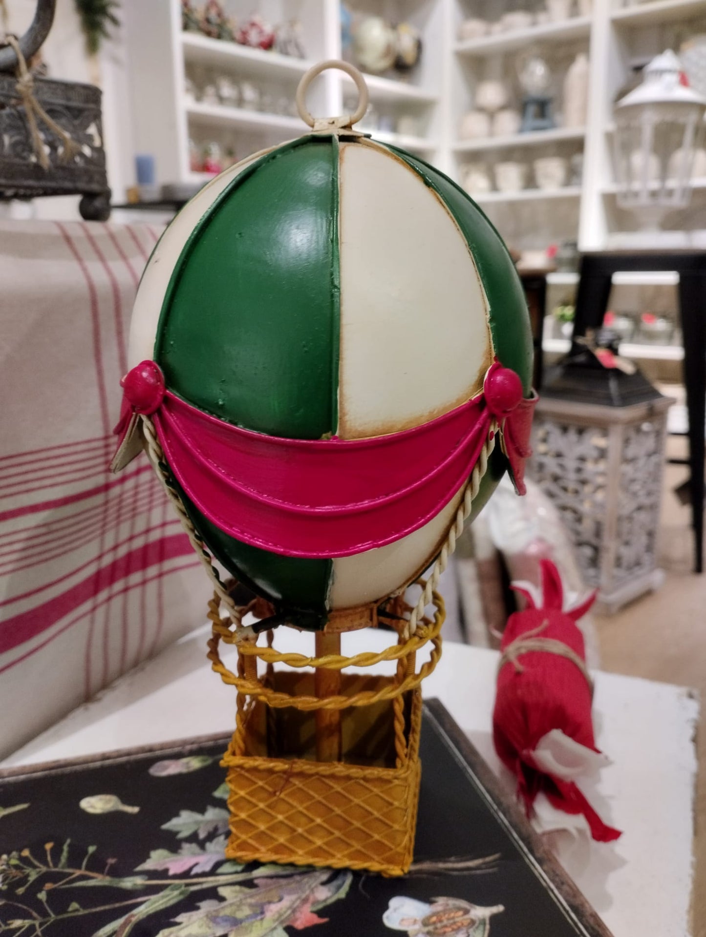 Ballon / Varmluftsballon - Grøn - Metal H 24cm