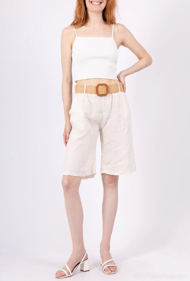 Bermudashorts - 100% linne - Creme - Ord.Pris 1190:-