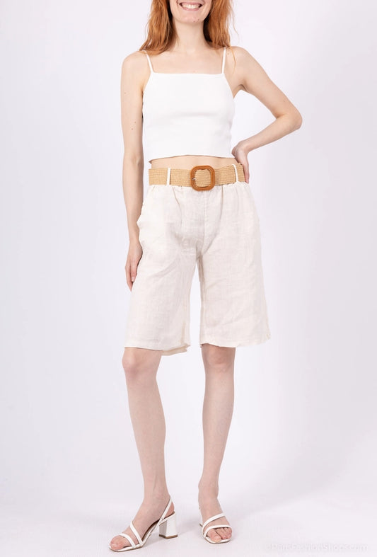 Bermudashorts - 100% linne - Creme - Ord.Pris 1190:-