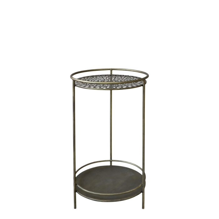 Elegant Bord med 2 Hyllor – Antique Mässing