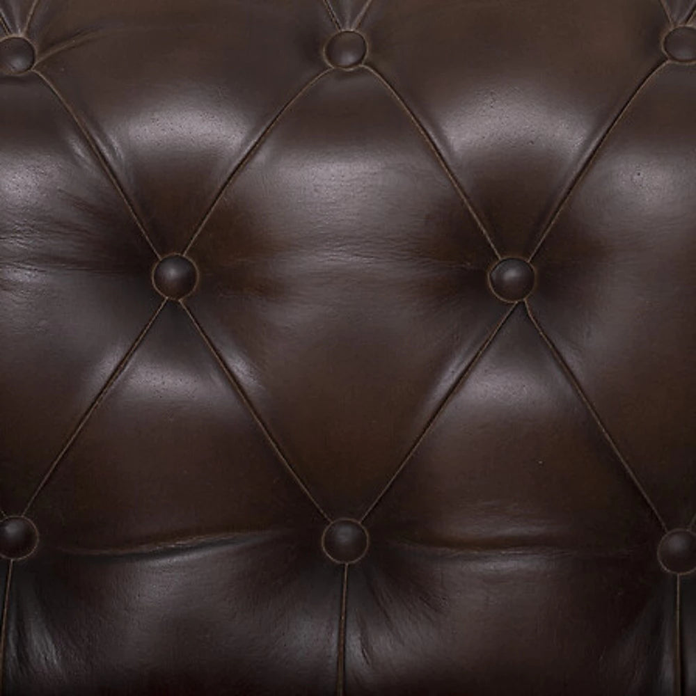 Chesterfield fåtölj i brunt läder