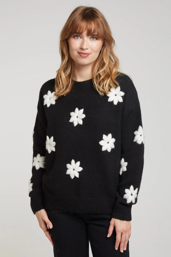 EUGENIE - Broderad blommig tröja