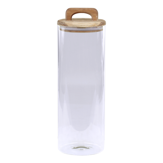 Opbevaringsglas med låg af akacietræ - Spaghettiglas