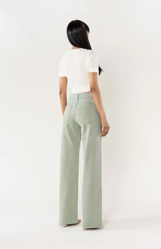 Jeans med vida ben - Ljusgrön