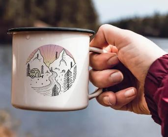 Emaljmugg - Design: LIGARTI - Motiv: Camping Day And Night