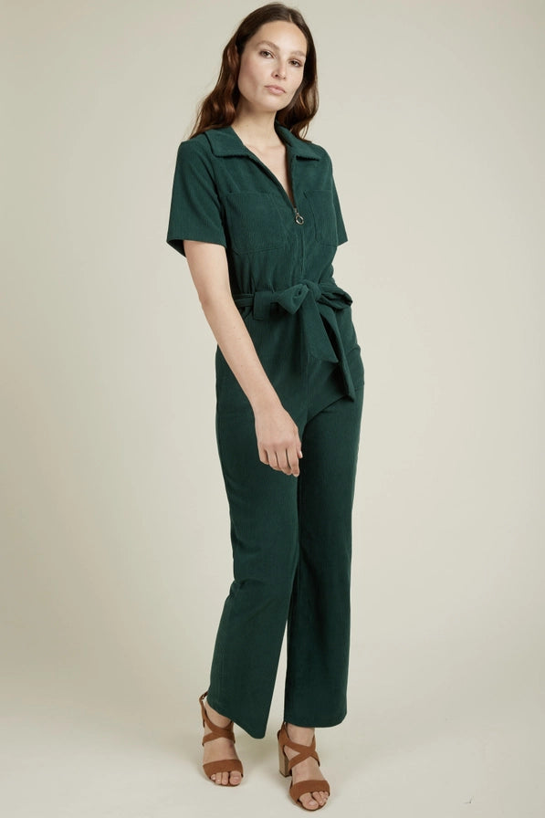 MADELEINE - Kortärmad jumpsuit med dragkedja och bälte - Ord.Pris 849:-