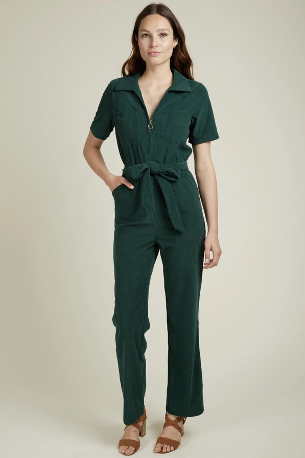 MADELEINE - Kortärmad jumpsuit med dragkedja och bälte - Ord.Pris 849:-