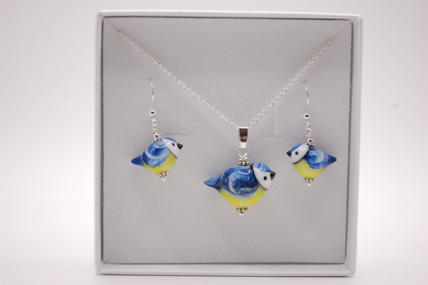 Fågel Halsband + Örhängen i Set - Silver - Blåmes - Marianne Degener
