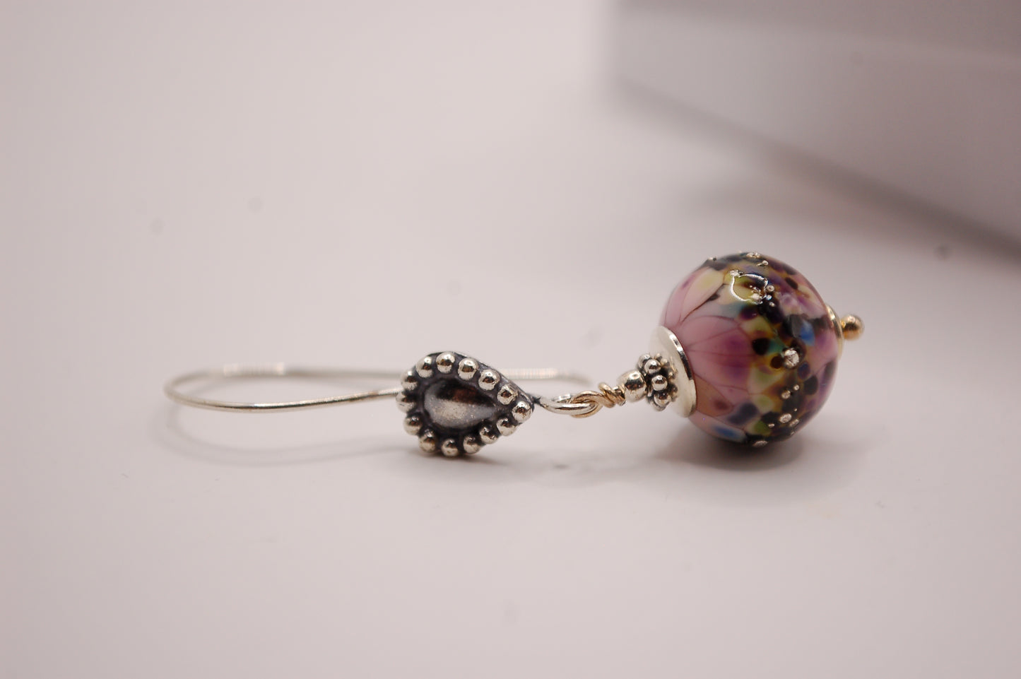 Örhängen i glas och 925 sterling silver - Rosa - Marianne Degener