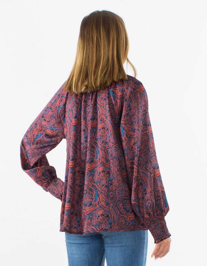 Paisley Tryckt Satinblus