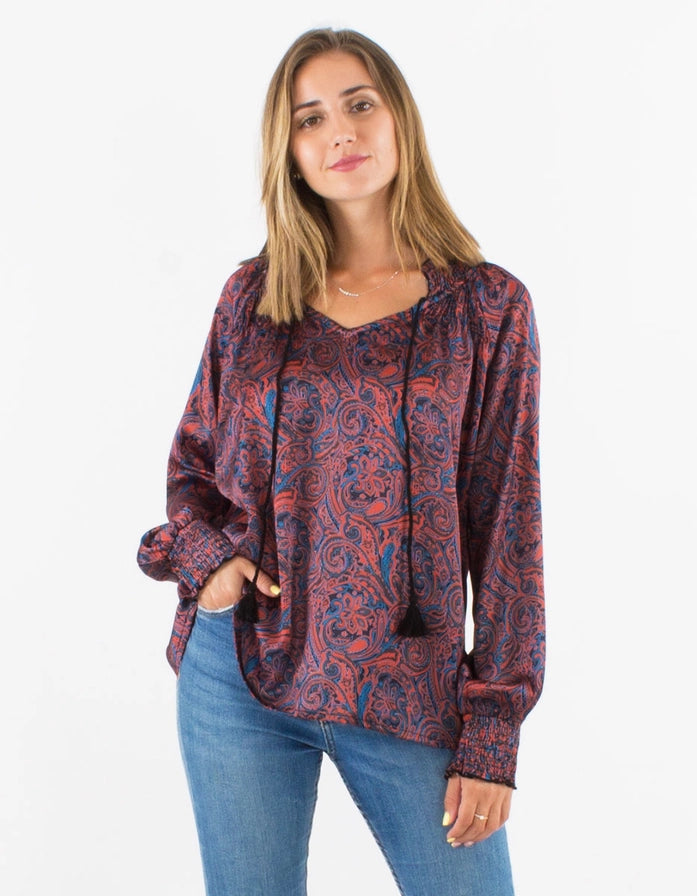 Paisley Tryckt Satinblus