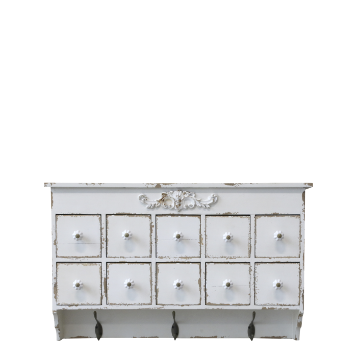 Sorteringshylla med lådor och krokar - Shabby Chic