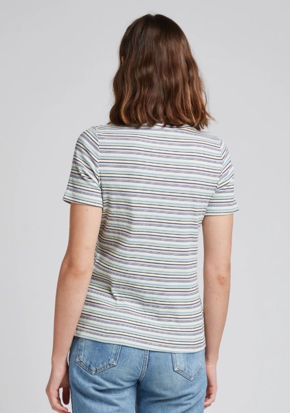 THEO - Pastellrandig T-shirt - Blå