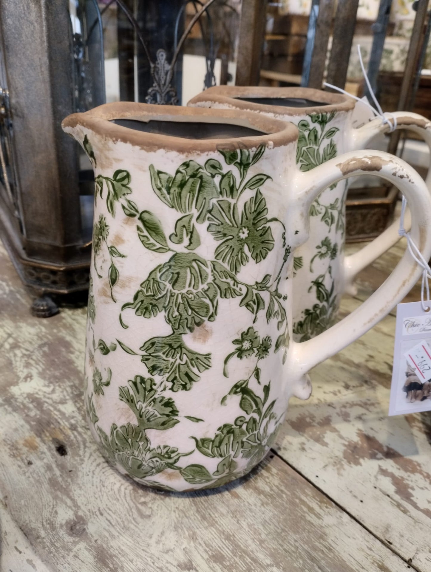 Sanremo Vattenkanna - H 18cm - Vit/grön - 1 Liter