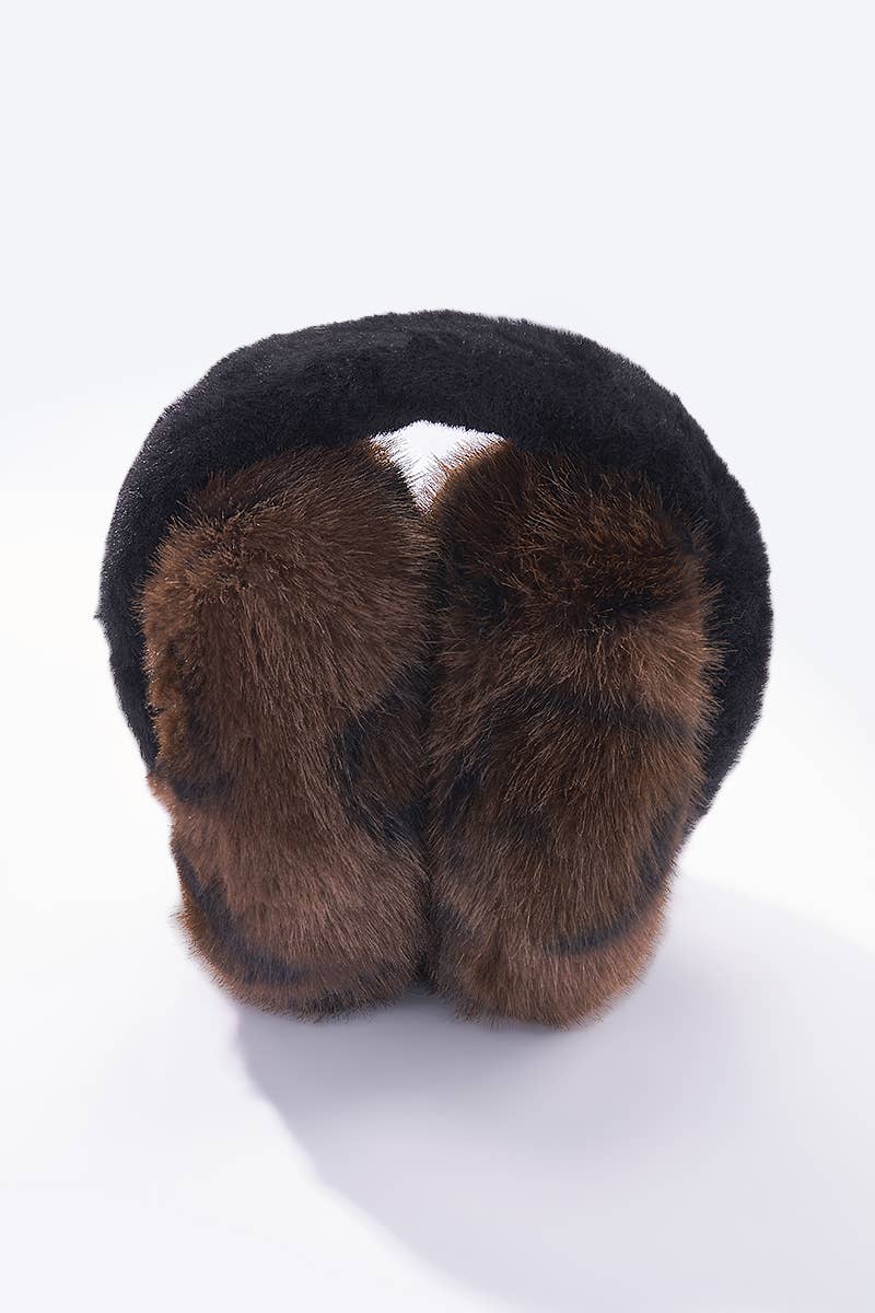 Öronmuffar / Öronvärmare i fuskpäls: Mörkbrun