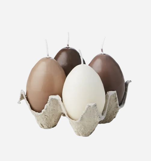Ljus Hönsägg, 4-pack, Brun/Beige/Elfenben