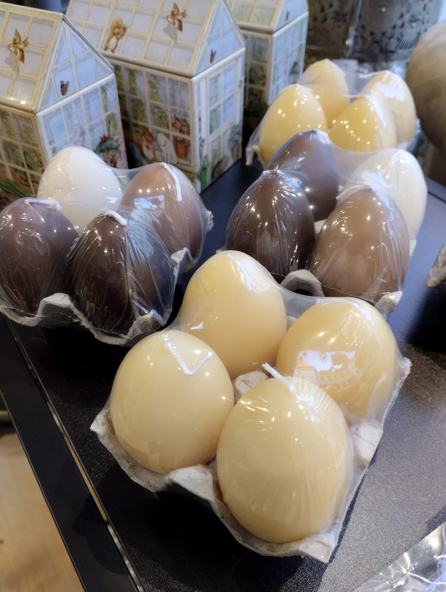 Ljus Hönsägg, 4-pack, Brun/Beige/Elfenben