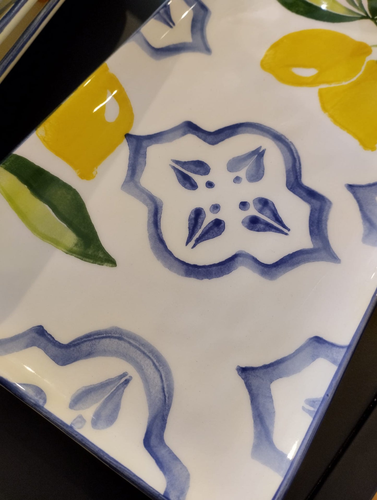 Serveringsfat i keramik - Citronmotiv - 29x15cm