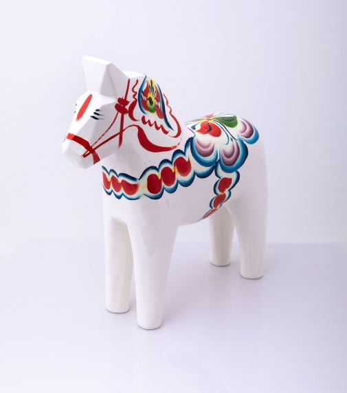 Original Dalahäst - Vit 13 cm - från Lelles Dalahästar