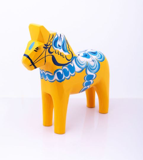 Original Dalahäst - Gul 7 cm - från Lelles Dalahästar