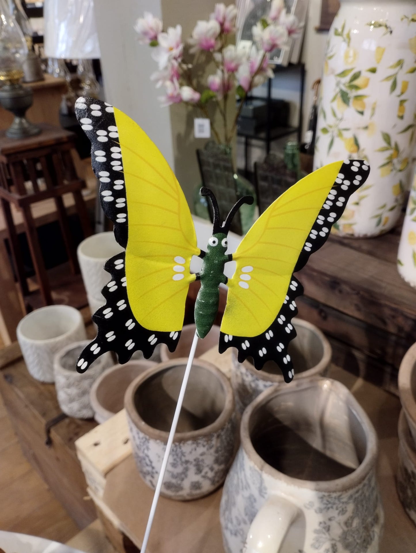 Havepynt sommerfugle på pind 50 cm