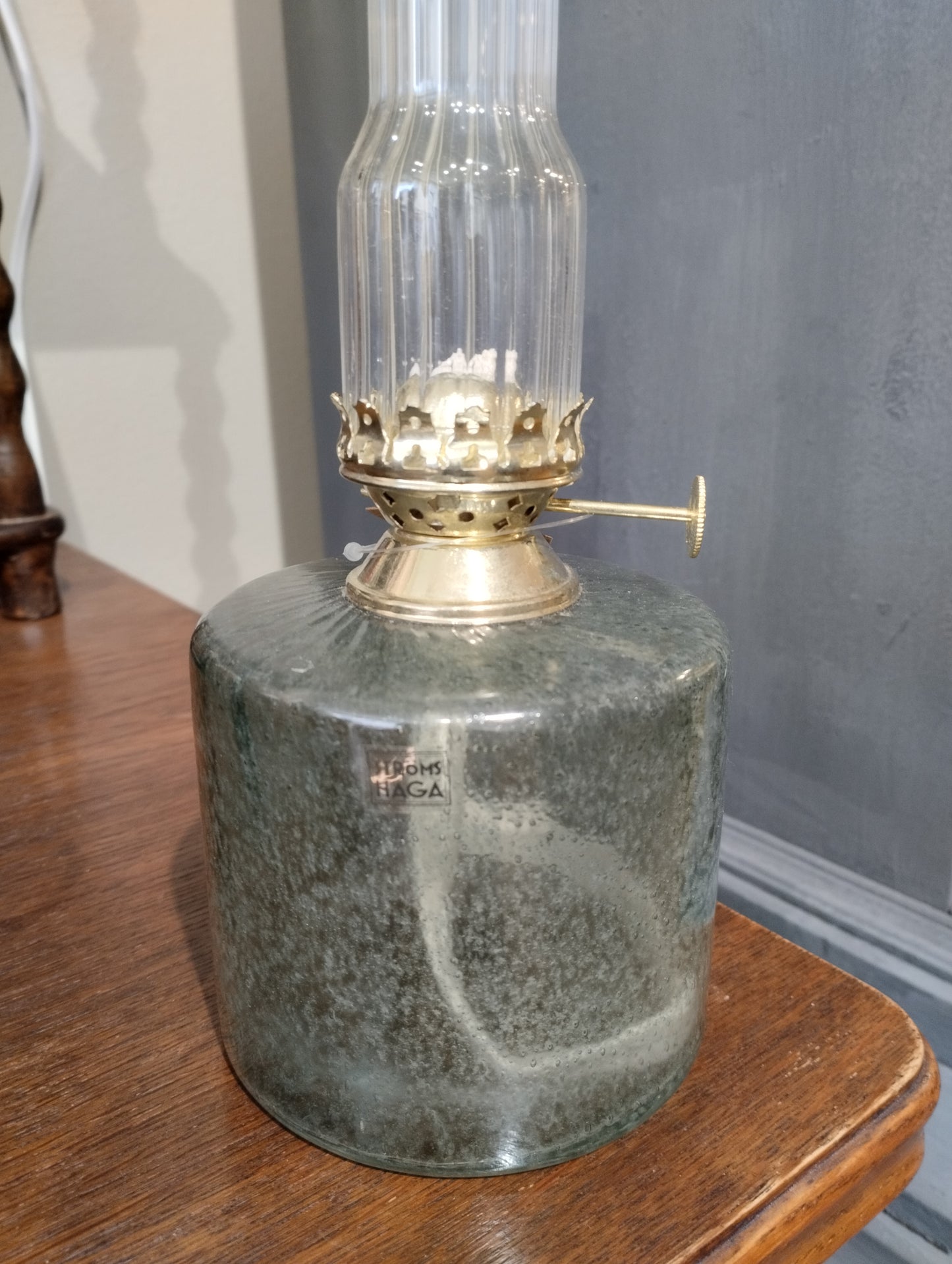 Petroleumslampe Grøn Stor Ø 10 x H 30 cm