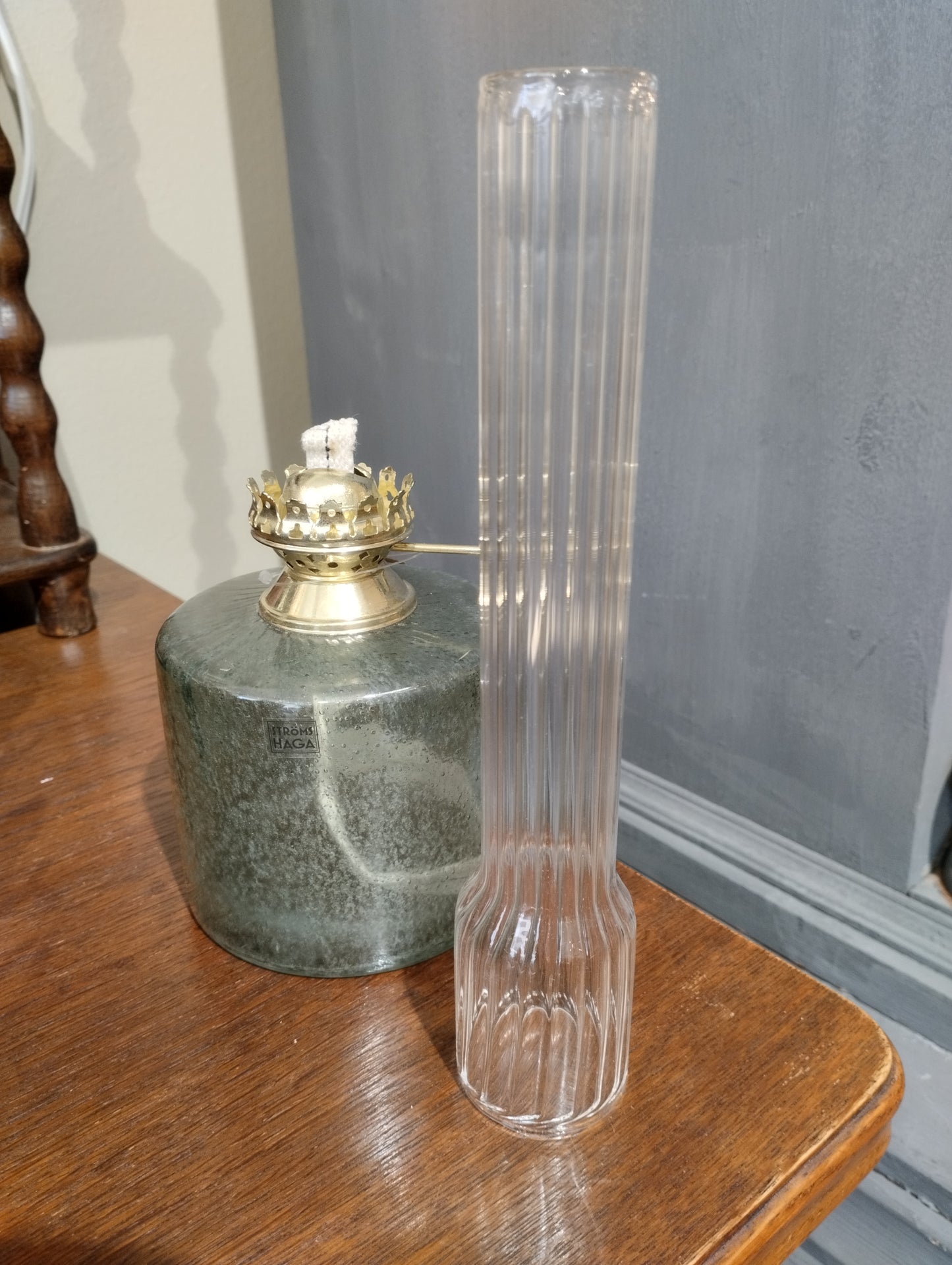 Petroleumslampe Grøn Stor Ø 10 x H 30 cm