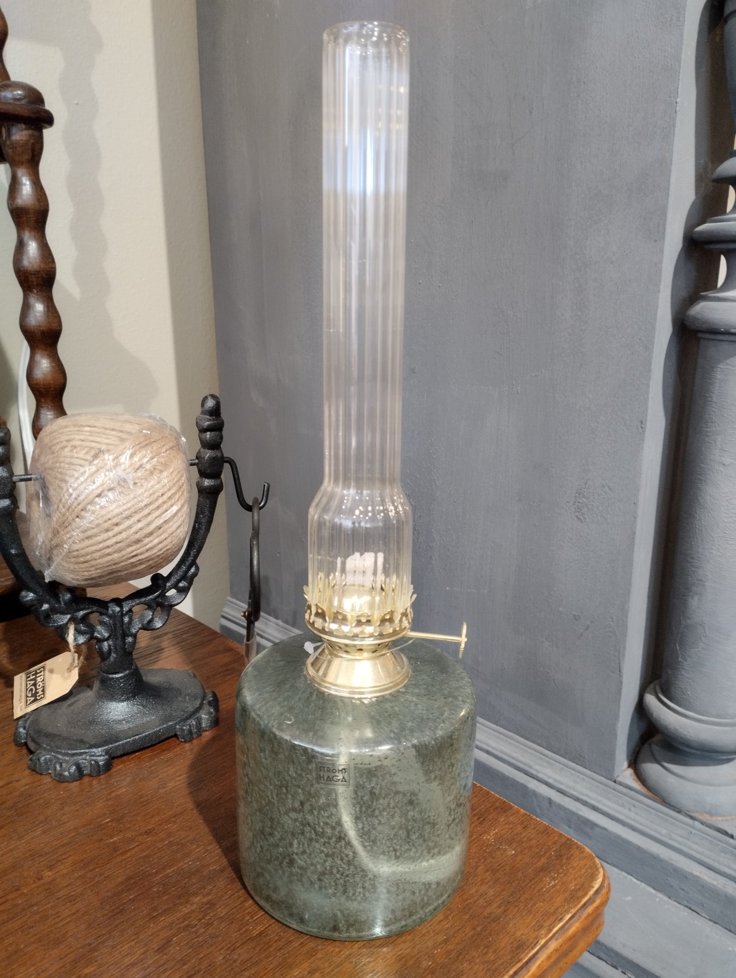 Petroleumslampe Grøn Stor Ø 10 x H 30 cm