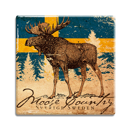 Glasunderlägg Älg, 11x11cm