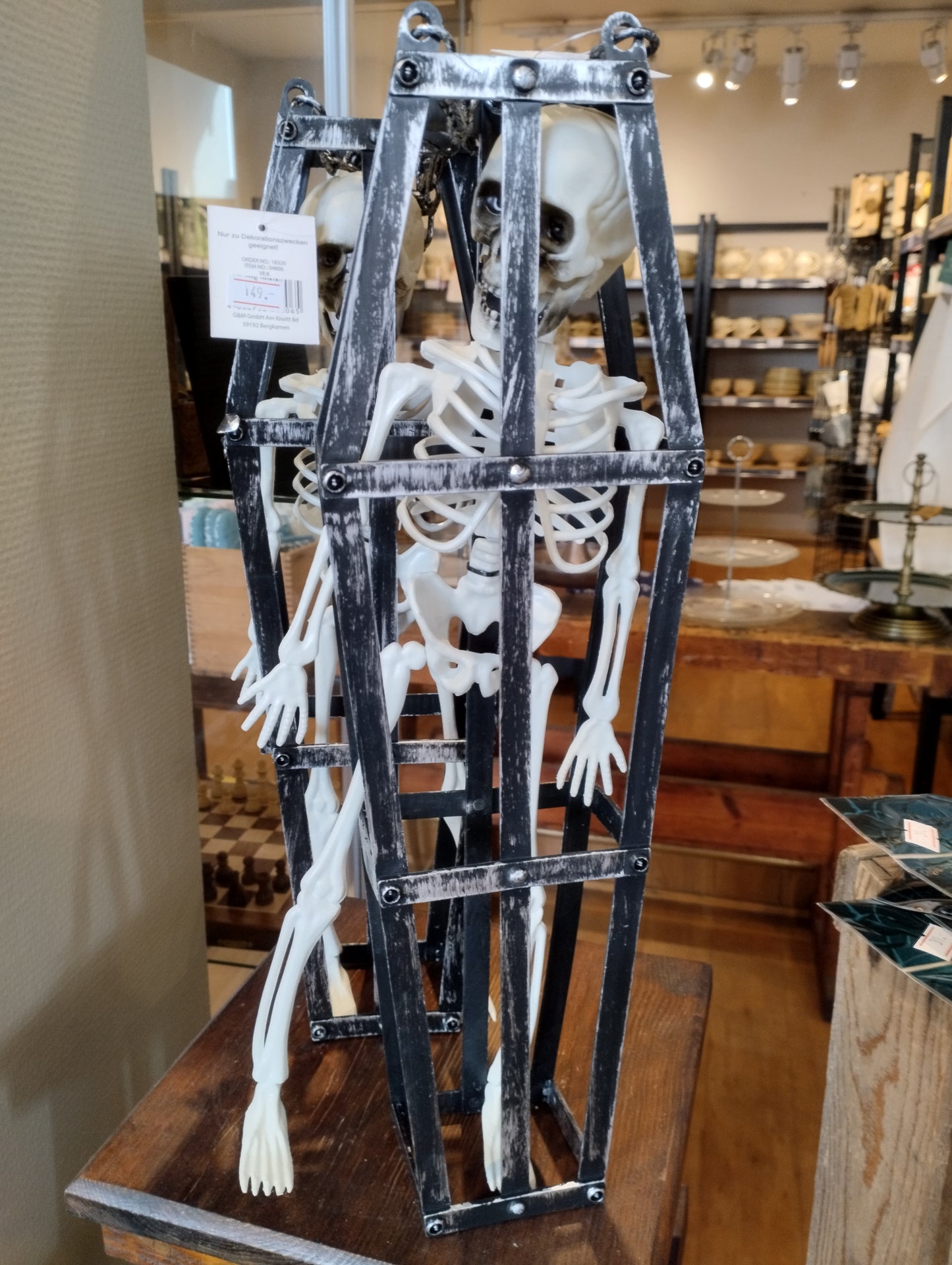 Halloween Skelett i Bur , 50x13 cm