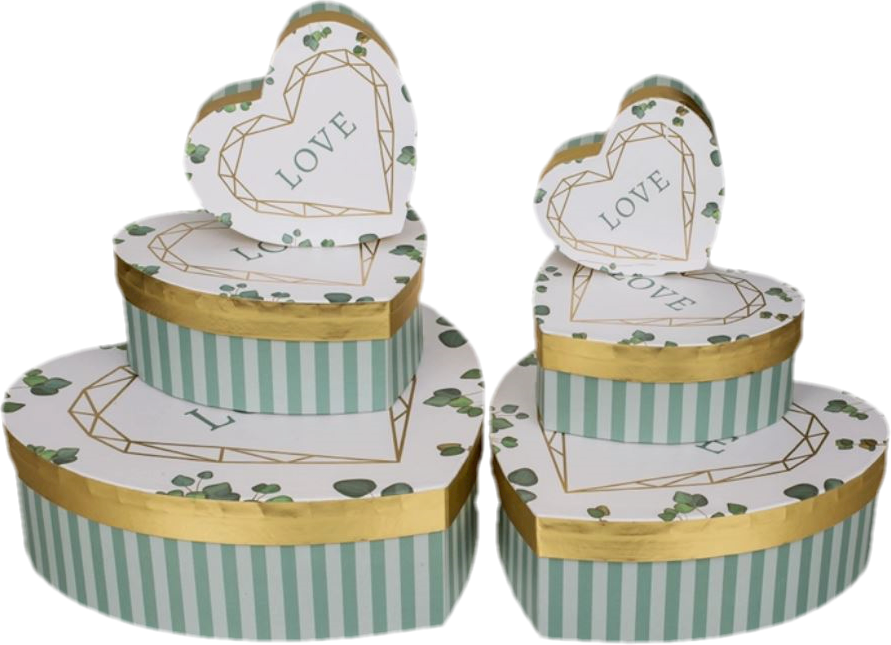 Presentbox Hjärta i kraftpapper - LOVE - olika storlekar