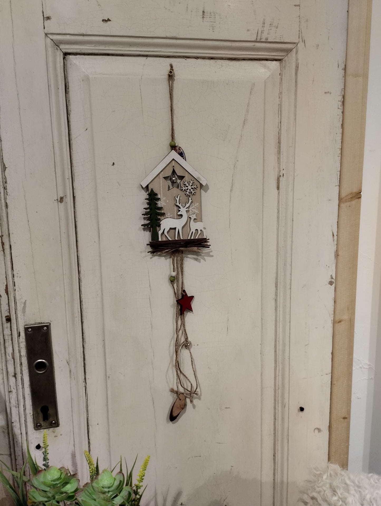 Juldekoration - Trähus - Hängare - Jul