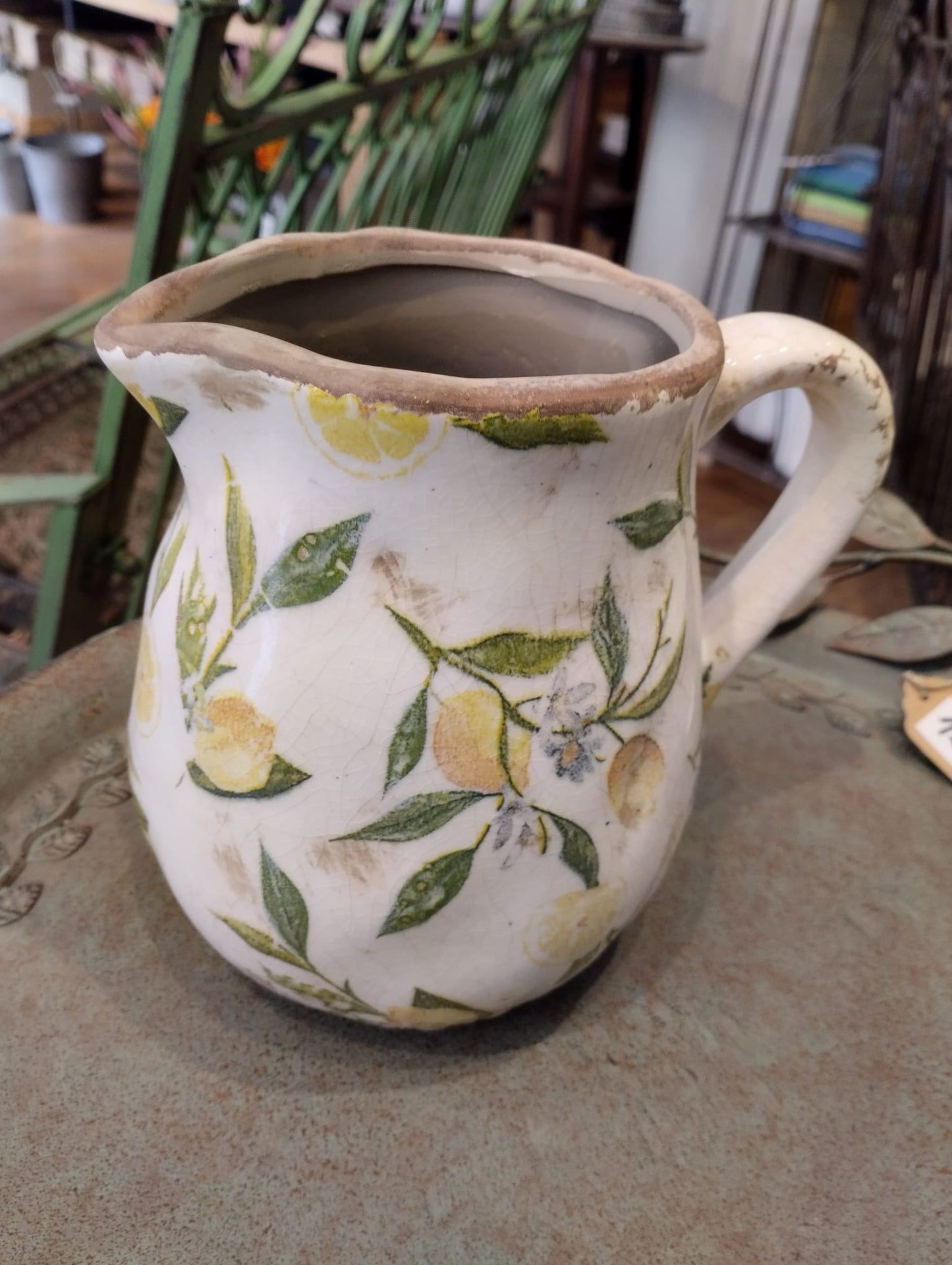 Lemona Vattenkanna - H 16cm - Vit/grön - 1 Liter