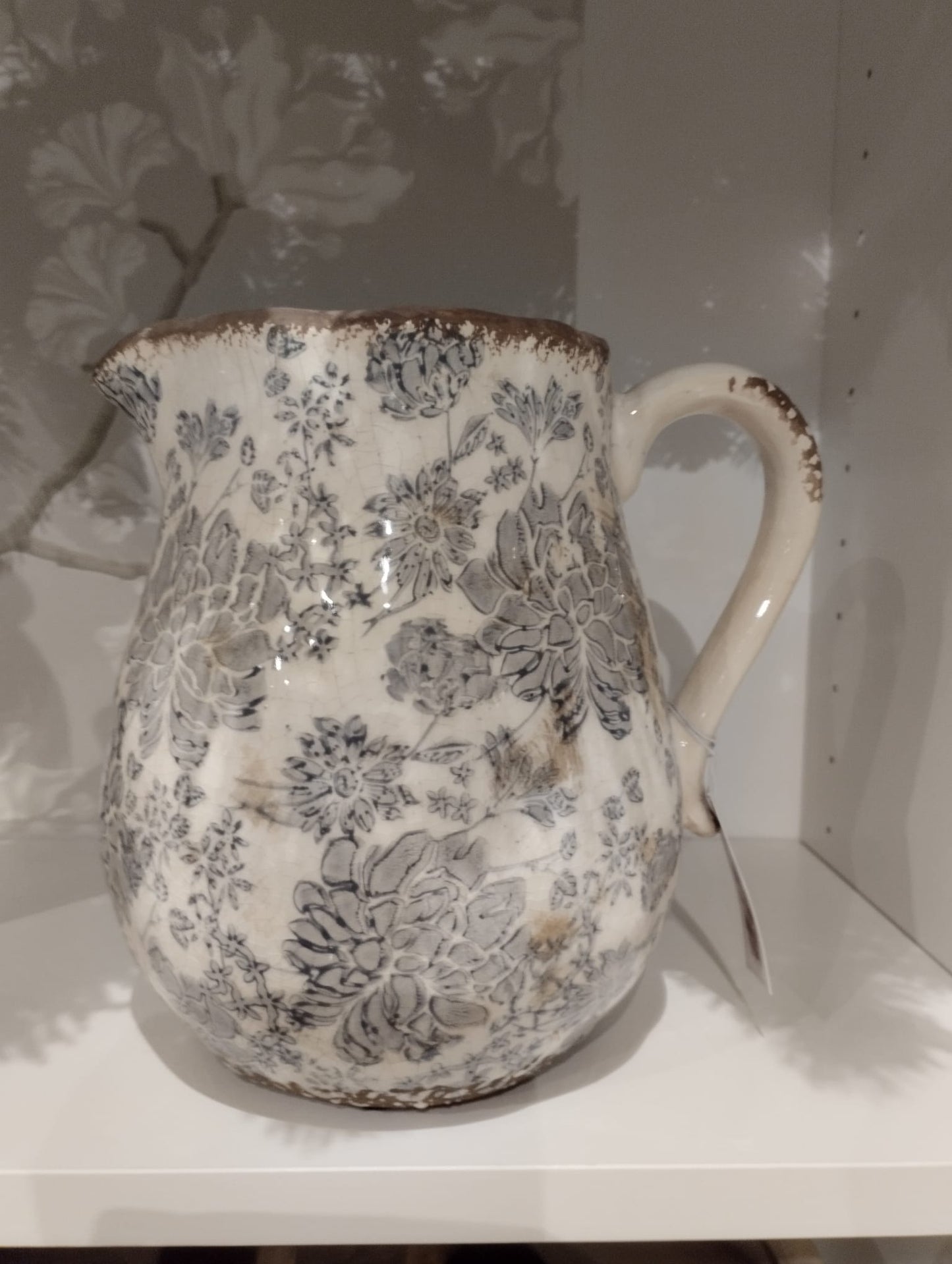 Lourdes kande med fransk blomstermønster - Antik Blå - 2,5 l