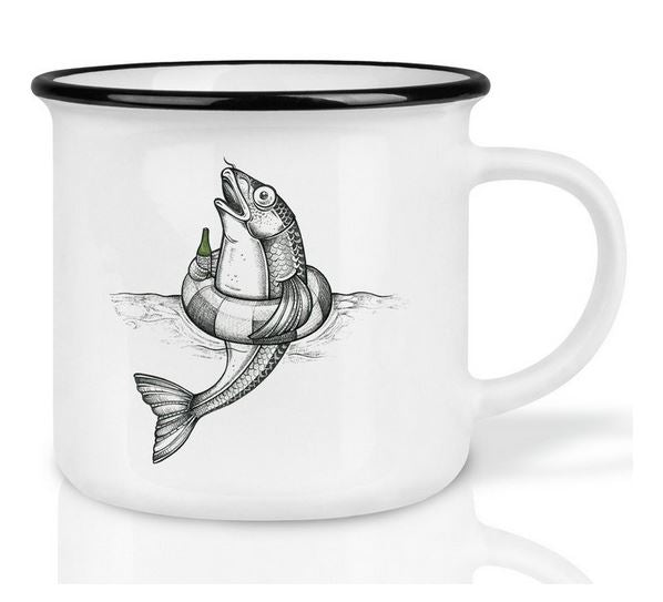 Keramisk krus: Fisk med øl