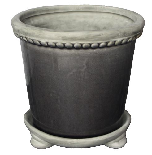 Kruka med fat Ø15cm - svart/krackelerad Ord.Pris 249:-