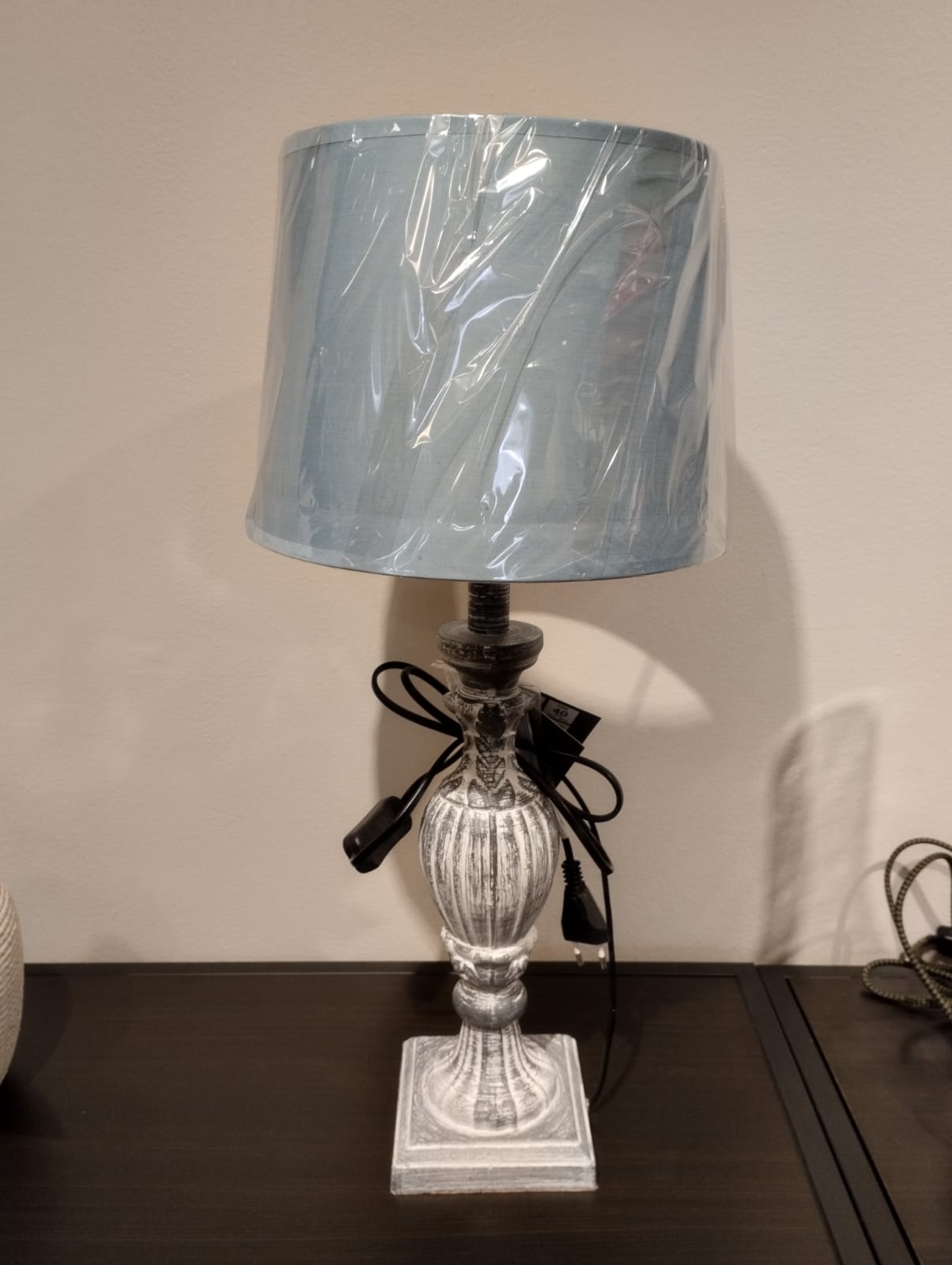 Lampskärm linnen - blå - dia 25,5cm
