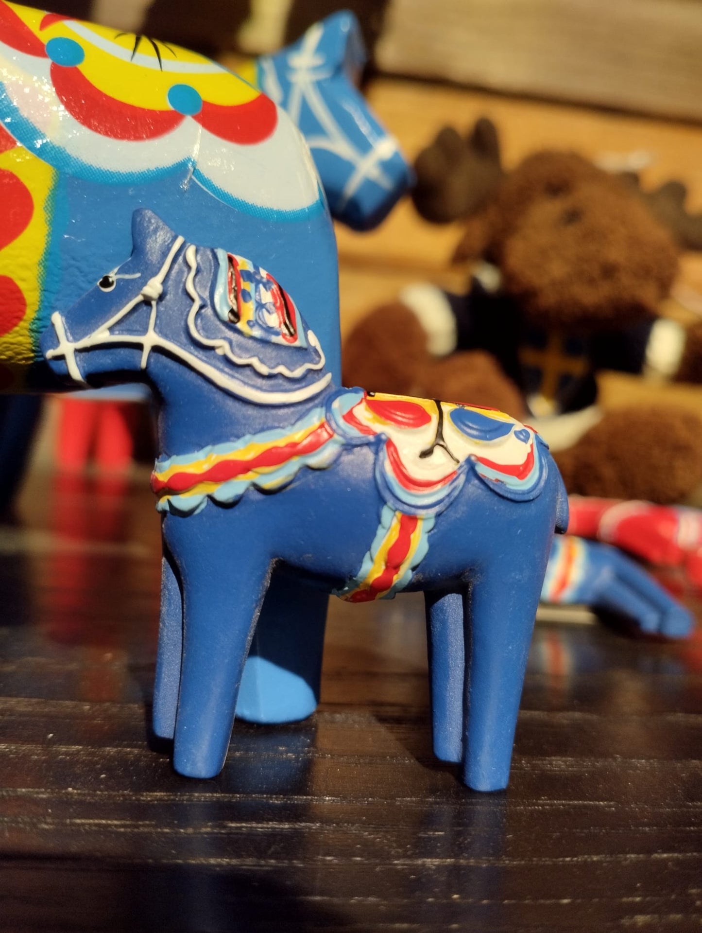 Magnet Dalahäst Blå - Handmålad - Souvenir