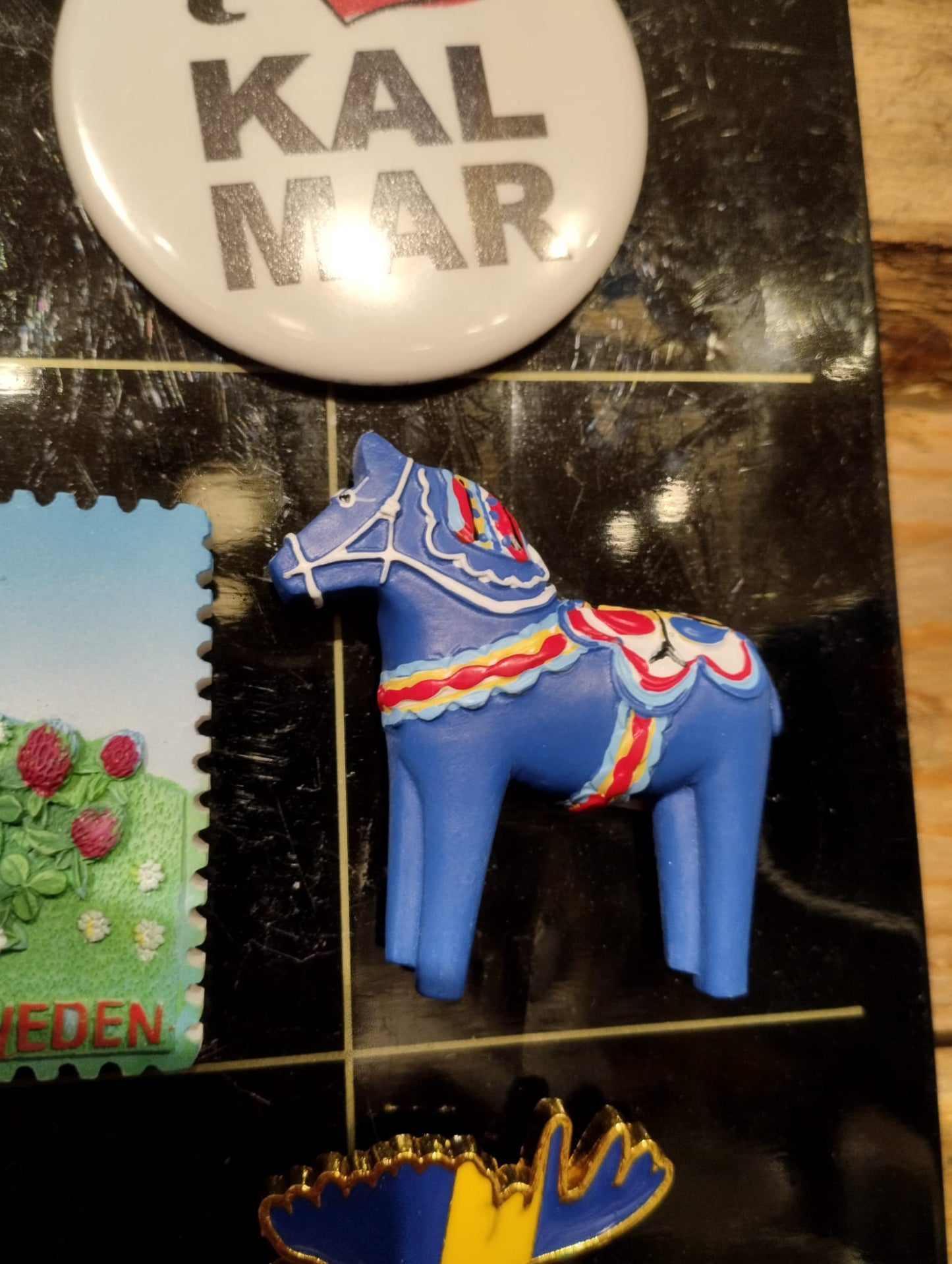 Magnet Dalahäst Blå - Handmålad - Souvenir