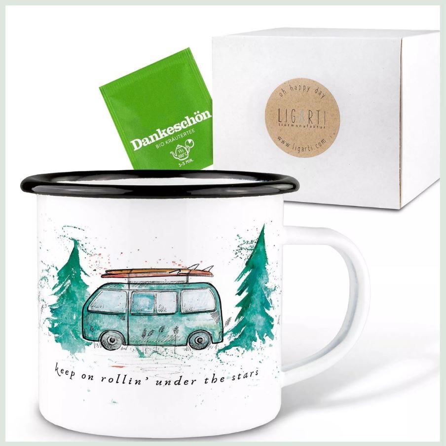 Emaljmugg - Design: LIGARTI - Motiv: Camping Buss