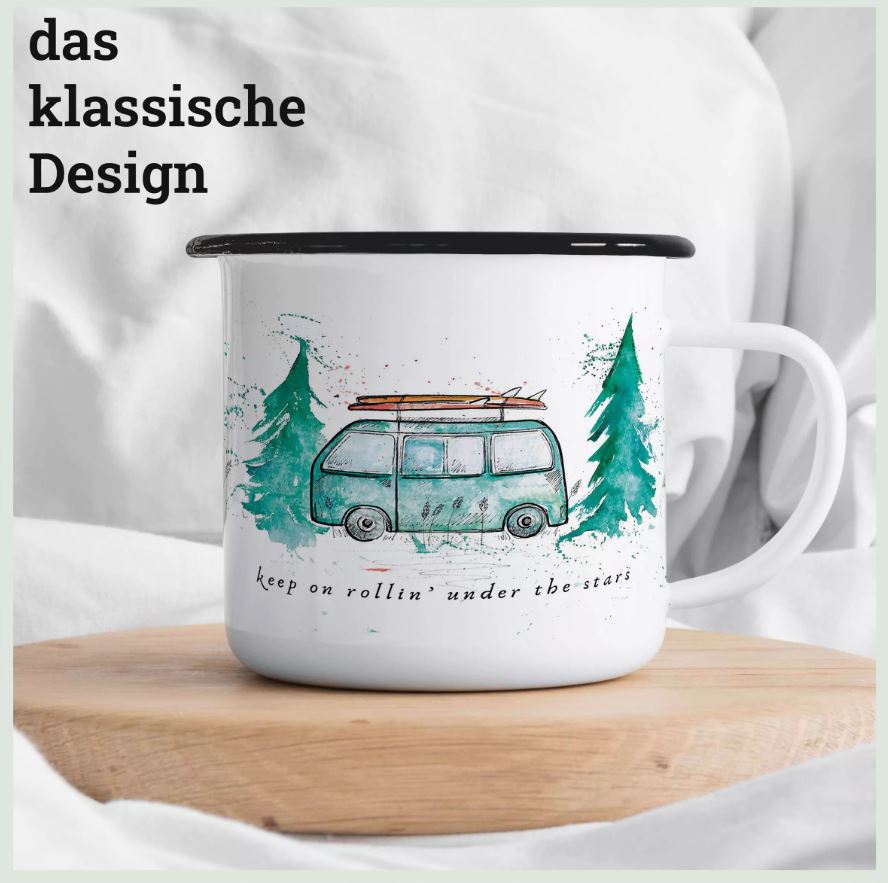Emaljmugg - Design: LIGARTI - Motiv: Camping Buss