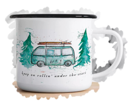 Emaljmugg - Design: LIGARTI - Motiv: Camping Buss