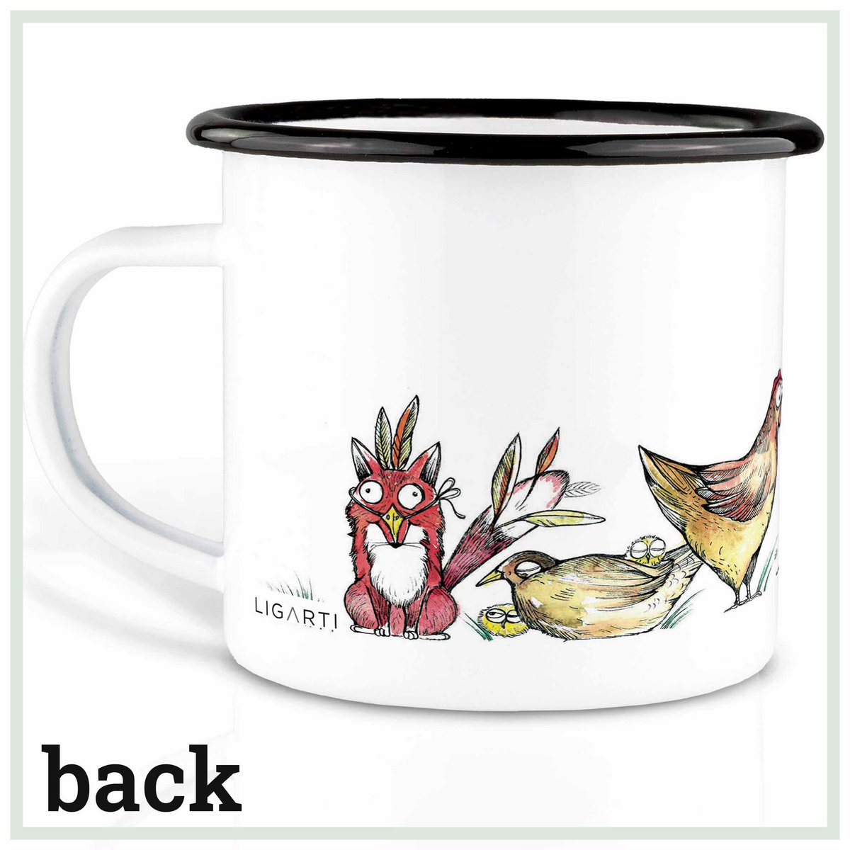 Emalje krus - Motiv: Kyllinger & Ræv